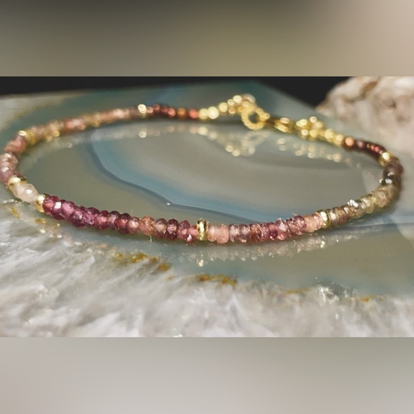 Umbra  Sapphire and Gold Fill Dainty Bracelet - Picture 5 of 9